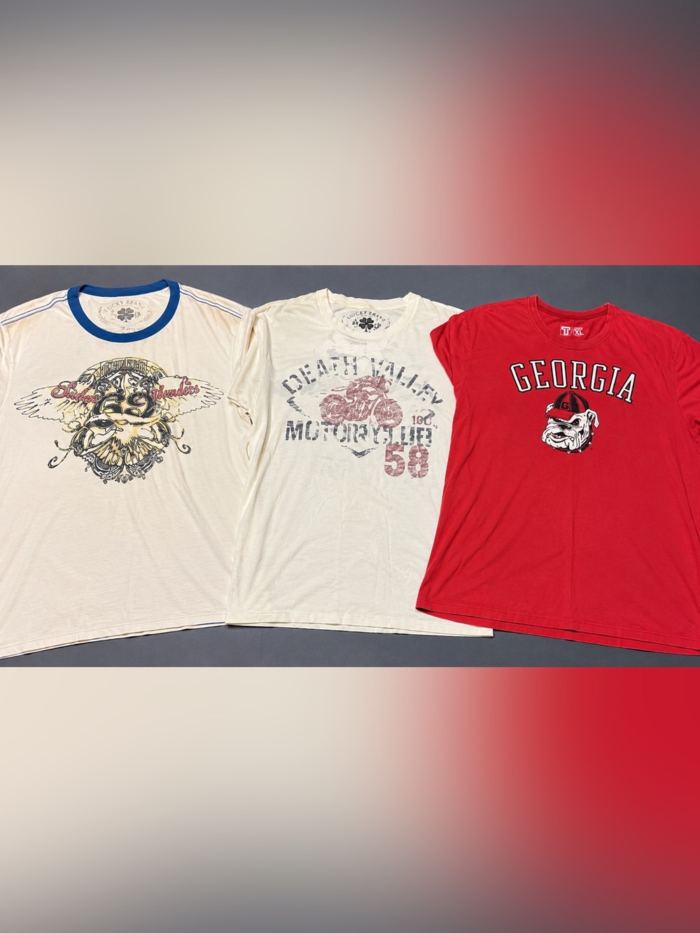 3-Piece Graphic T-Shirt Lot – Georgia Bulldogs, Gap ‘69 and Lucky Brand